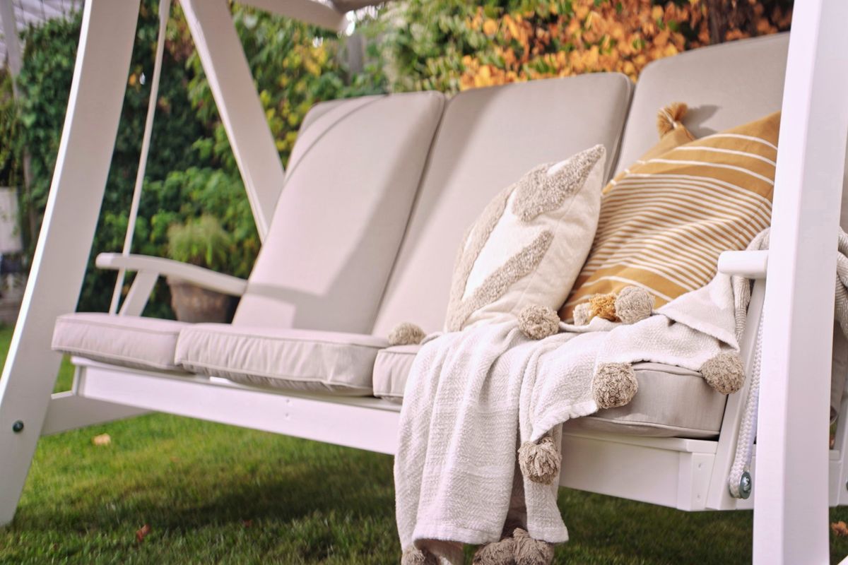 Aspøy komplett hammock m/ tak og puter - hvit/panamabeige