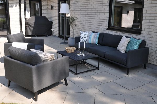 Hovedbilde Fritab Easy sett 3+1+1 m/ puter+bordsett - sotgrå/sort