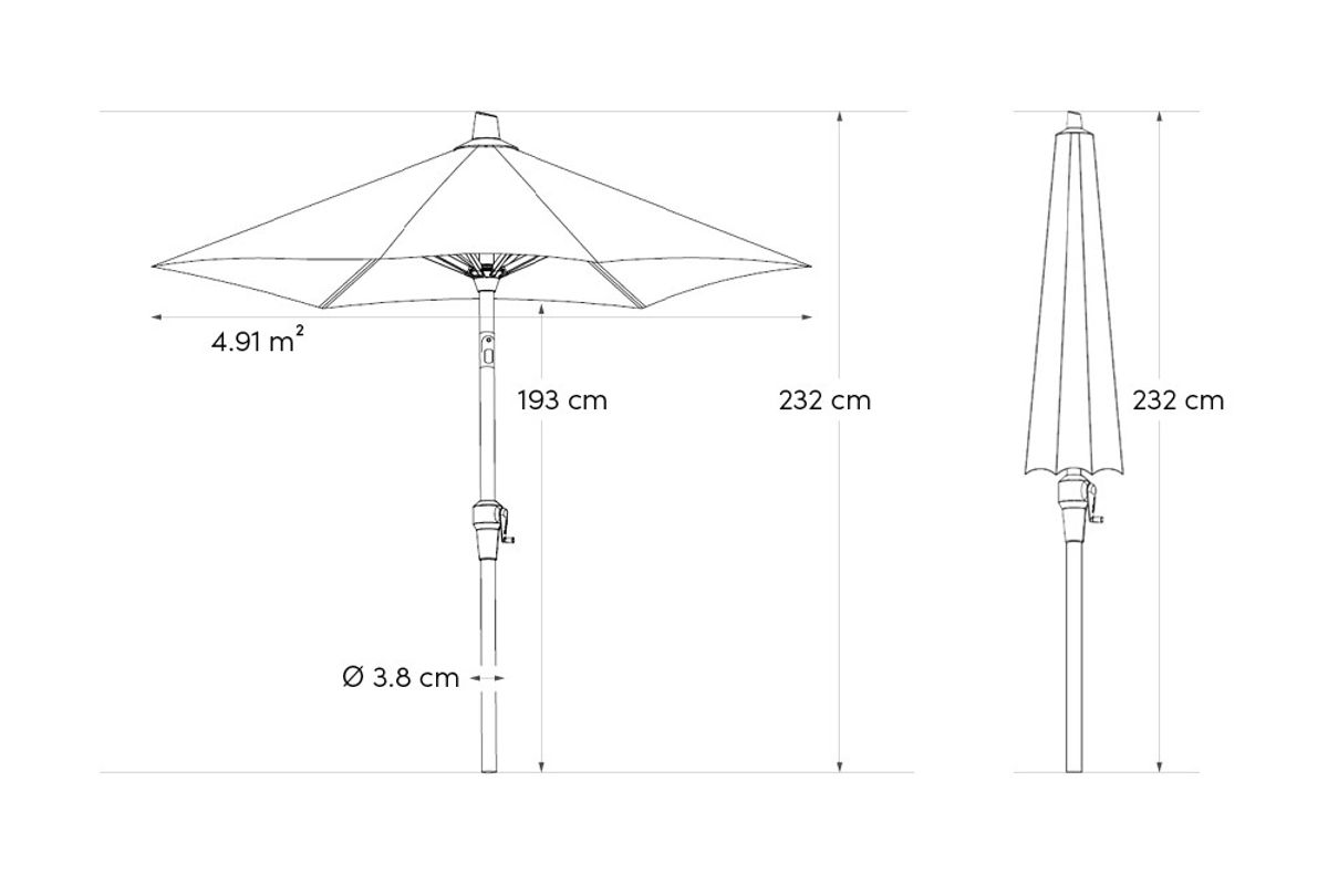 Platinum Riva+ parasoll Ø25o cm m/sveiv - naturhvit/teak-look