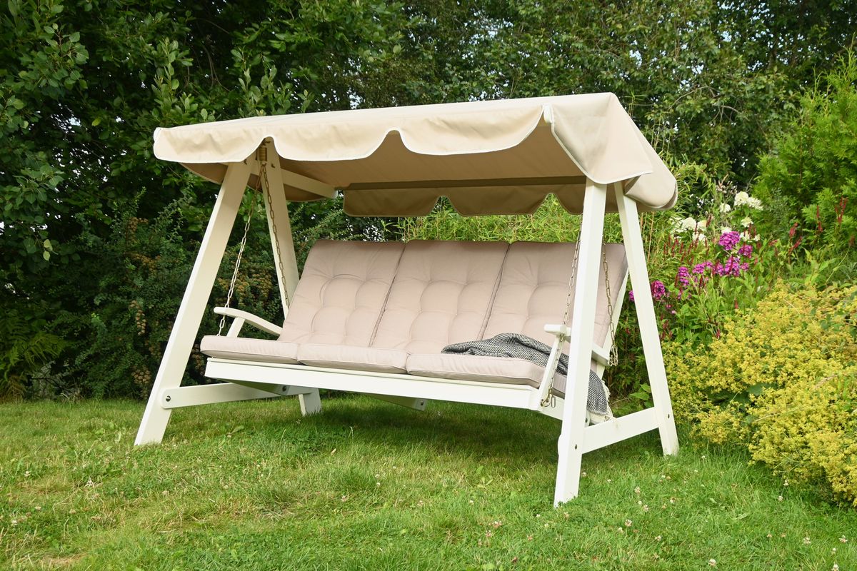 Dalom hammock med tak - hvit/jutebeige tak