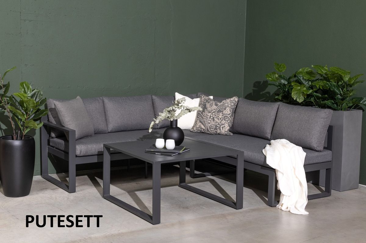 Variant D68 putesett til hjørnesofa - design Mørk grå, 8 puter