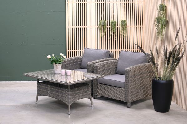 Hovedbilde Malaga sett 2 stoler m/puter+bord - gråbeige/vitrolgrå