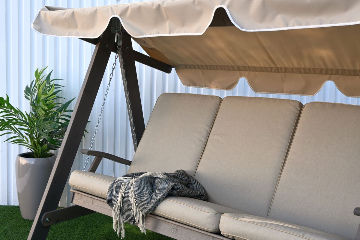 Dalom hammock med tak - grå/jutebeige tak
