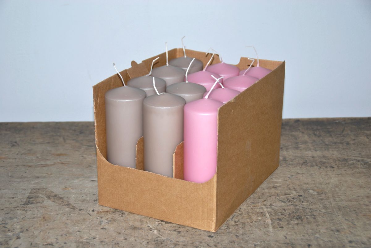 Enjoy kubbelys Ø6xH18 cm - lin/rosa, 12 stk