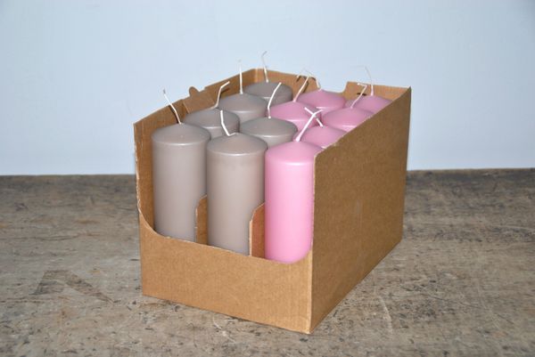 Hovedbilde Enjoy kubbelys Ø6xH18 cm - lin/rosa, 12 stk