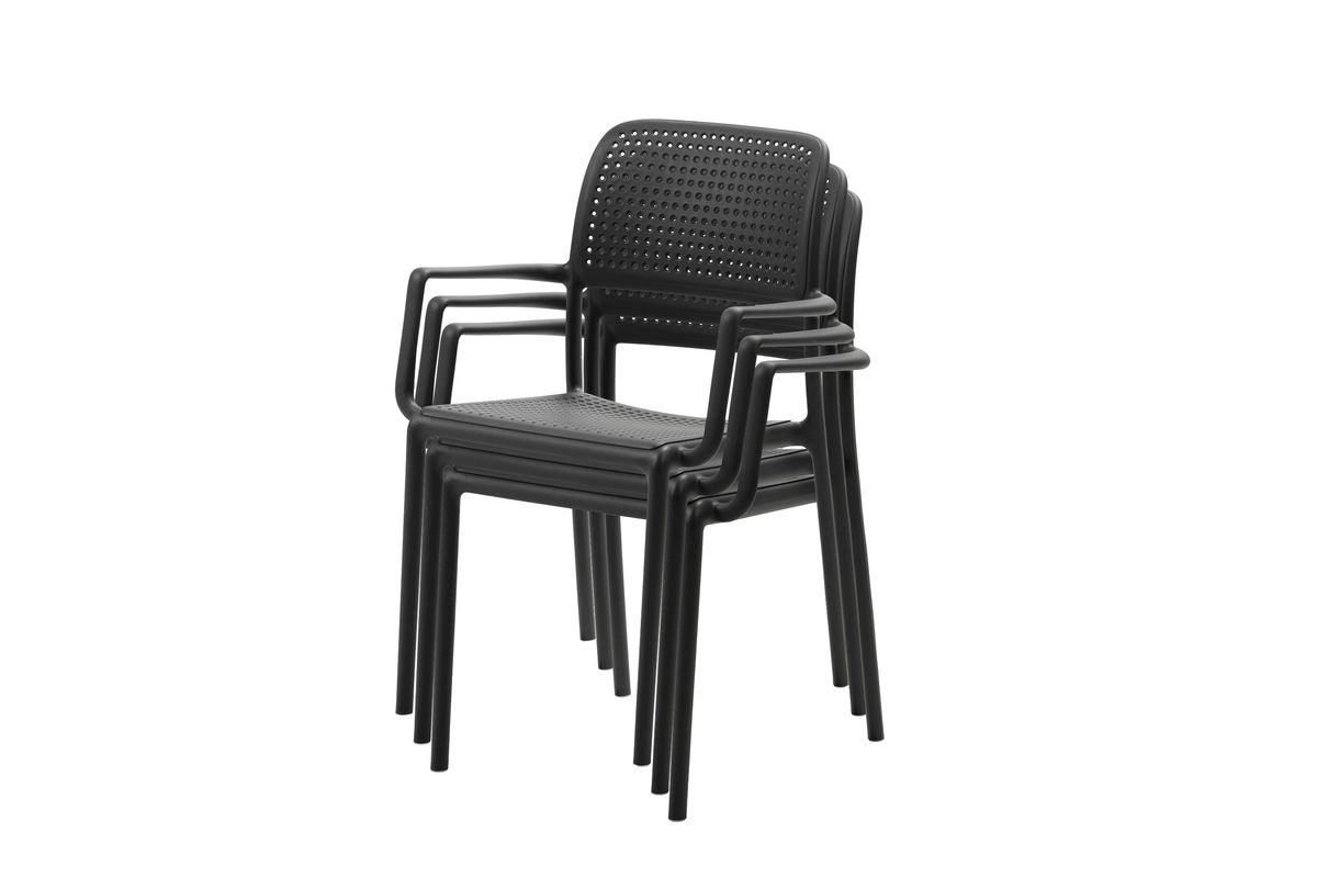  Nardi Bora sett 2 spisestoler+Step bord Ø60 cm - antrasittgrå