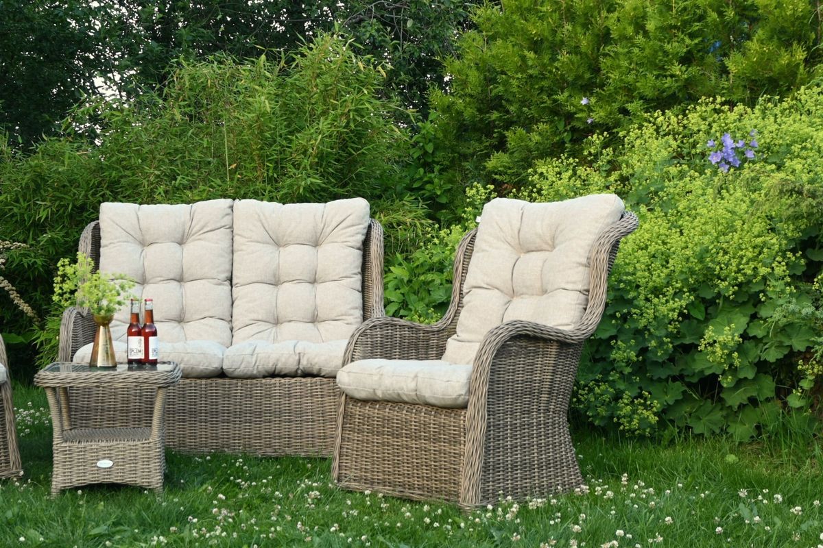 Flock Høy putesett 2+1+1 - design Linbeige, 4 puter