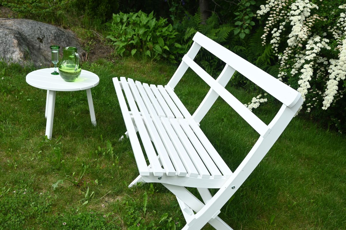 Torpet sett klappbenk+bord - hvit