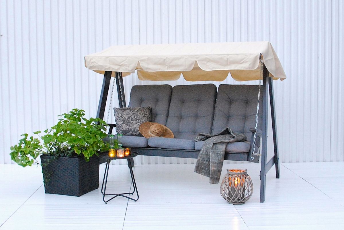 Dalom hammock med tak - orkangrå/beige tak 