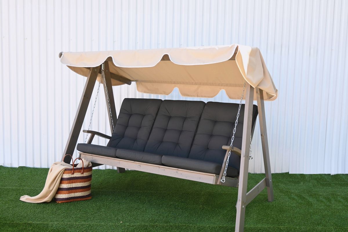 Dalom hammock med tak - grå/jutebeige tak