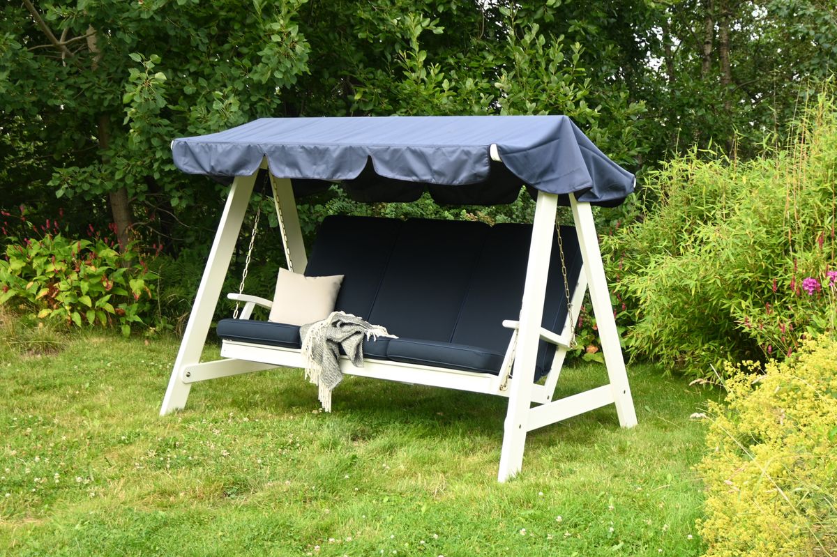 Dalom hammock med tak - hvit/blått tak