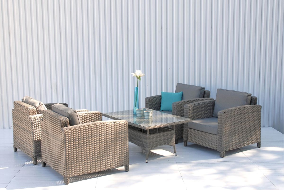 Malaga stol m/puter - gråbeige/vitrolgrå