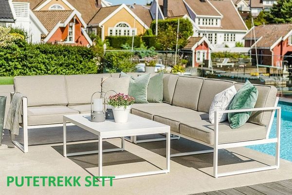 Hovedbilde Camilla putetrekk sett til hjørnesofa - design Lys Kalkbeige, 13 putetrekk 