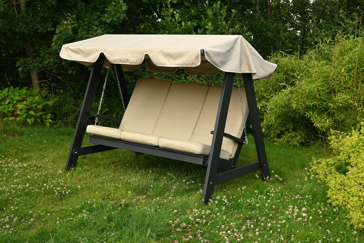 Dalom hammock med tak - orkangrå/jutebeige tak 
