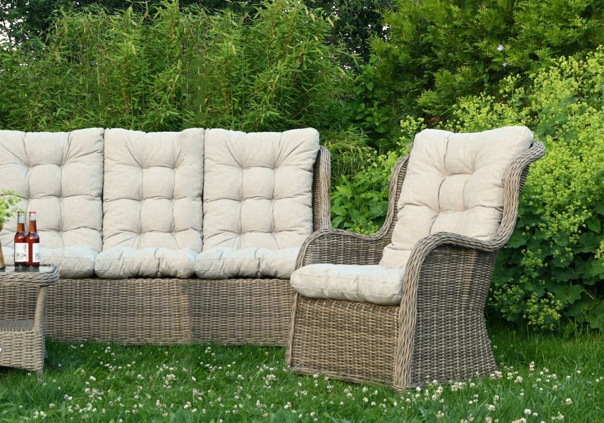 Flock Høy putesett 3+1+1 - design Linbeige, 5 puter 